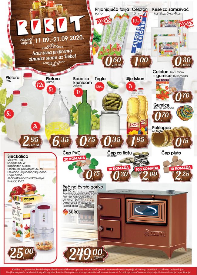 Robot: Vrijeme je za zimnicu od 11. do 21.09.2020.