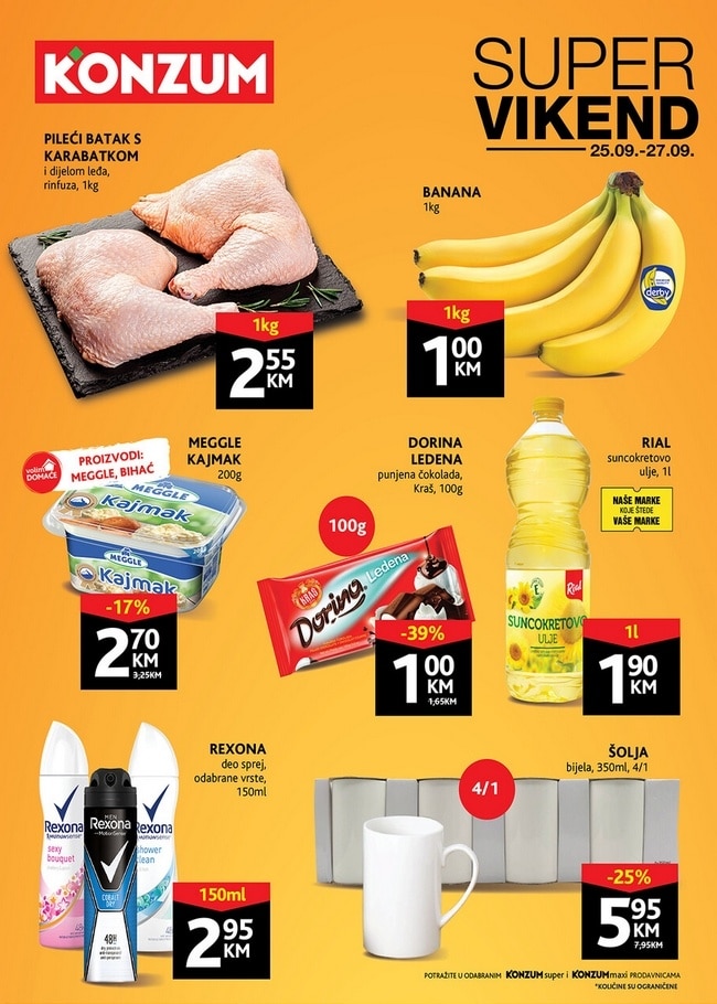 Konzum: Vikend akcija od 25. do 27.09.2020.