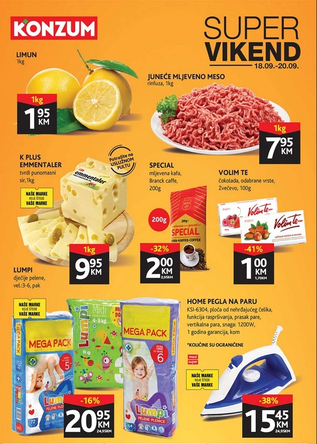 Konzum: Vikend akcija od 18. do 20.09.2020.