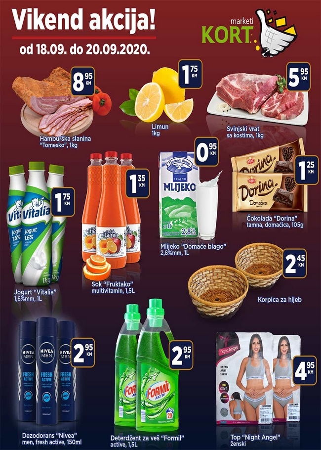 Kort marketi: Vikend akcija od 18. do 20.09.2020.