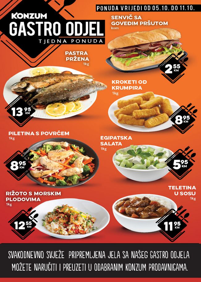 Konzum: Gastro i Pekara ponuda od 05. do 11.10.2020.