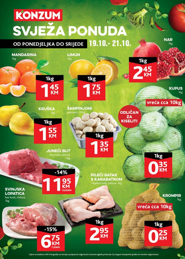 Konzum: Svježa ponuda od 19. do 21.10.2020.
