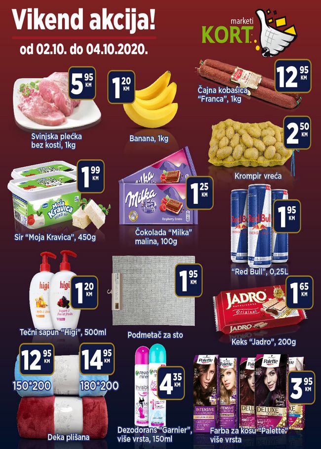Kort marketi: Vikend akcija od 02. do 04.10.2020.