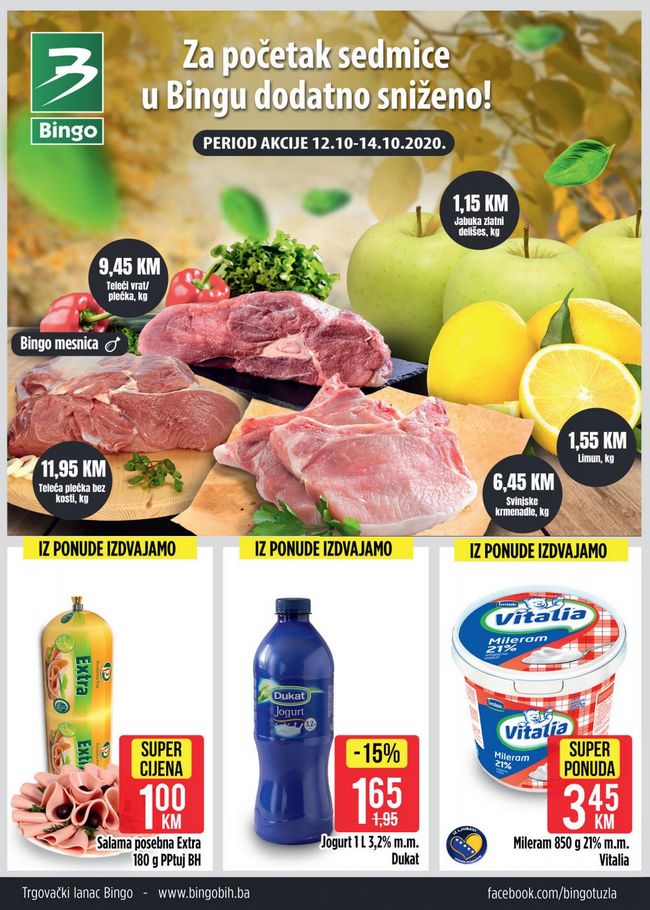 Bingo: Za početak sedmice dodatno sniženo od 12. do 14.10.2020.