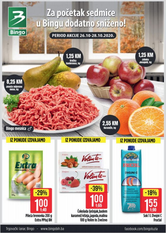 Bingo: Za početak sedmice dodatno sniženo od 26. do 28.10.2020.