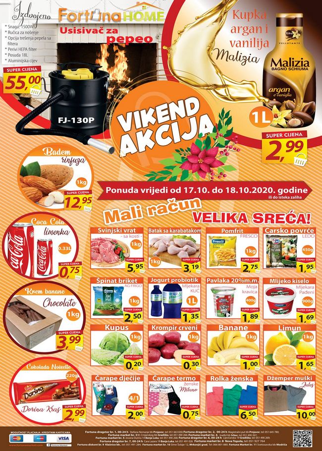 Fortuna marketi: Vikend akcija od 17. do 18.10.2020.