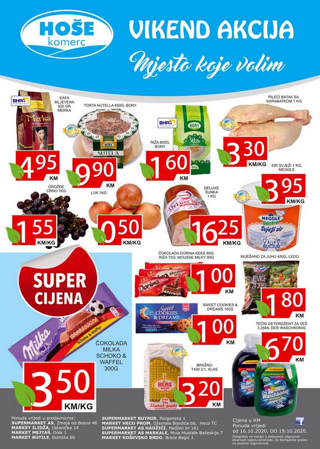 Hoše komerc: Vikend akcija od 16. do 19.10.2020.