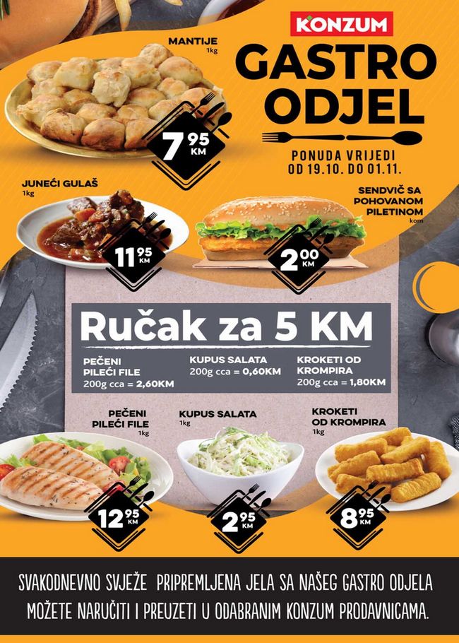 Konzum: Gastro ponuda od 19.10. do 01.11.2020.
