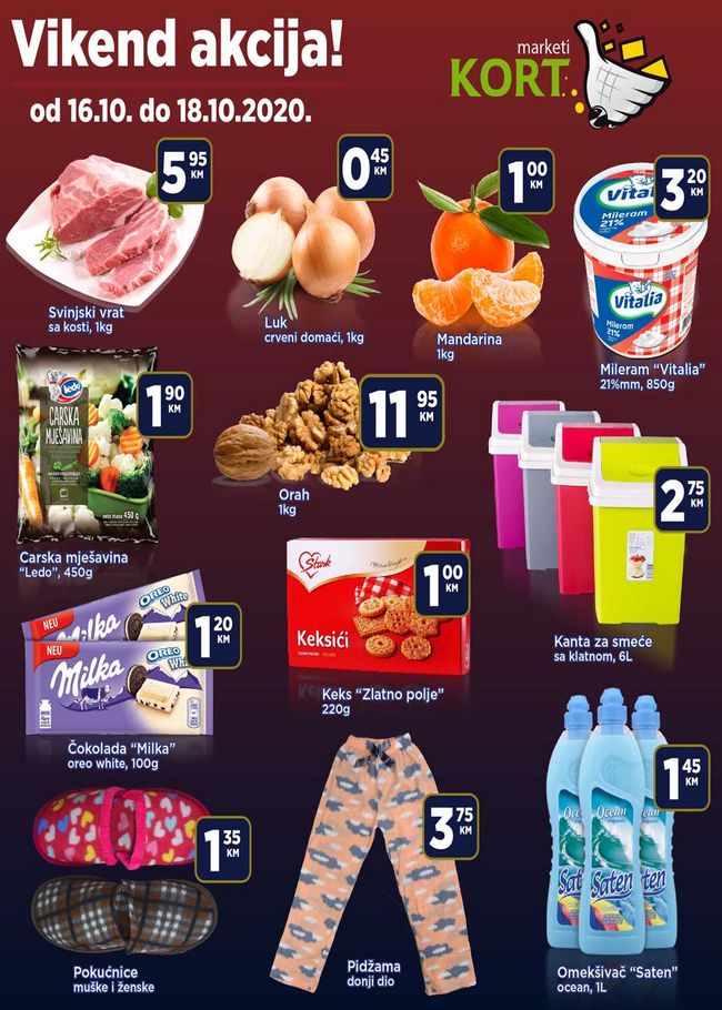 Kort marketi: Vikend akcija od 16. do 18.10.2020.