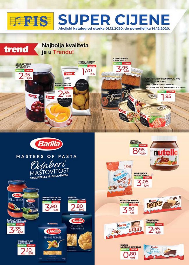 FIS: Super cijene, Prehrana i hemija Akcija od 01. do 14.12.2020.