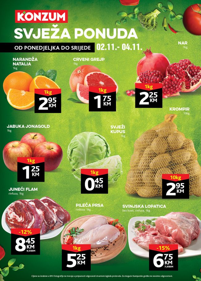 Konzum: Svježa ponuda od 02. do 04.11.2020.