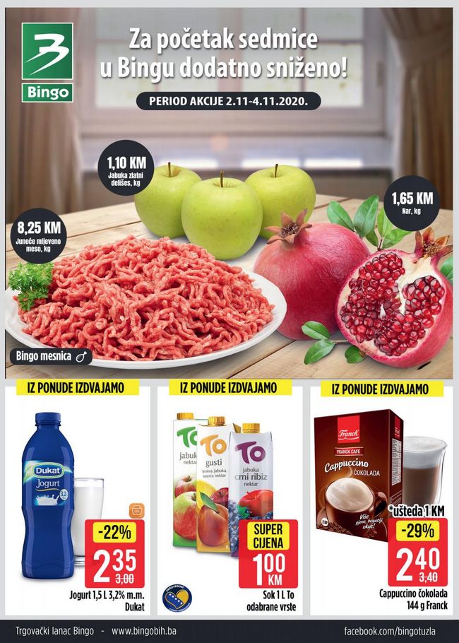 Bingo: Za početak sedmice dodatno sniženo! od 02. do 04.11.2020.