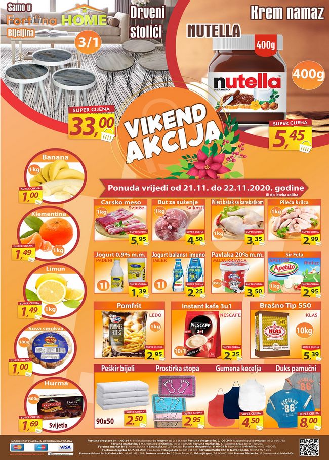 Fortuna marketi: Vikend akcija od 21. do 22.11.2020.