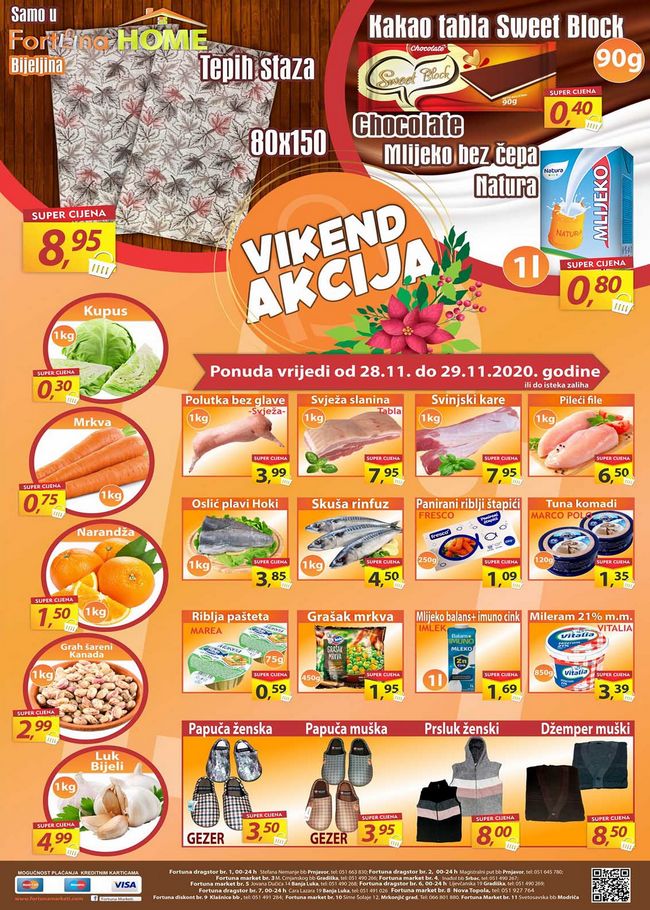 Fortuna marketi: Vikend akcija od 28. do 29.11.2020.