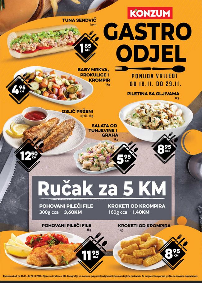 Konzum: Gastro ponuda od 16. do 29.11.2020.