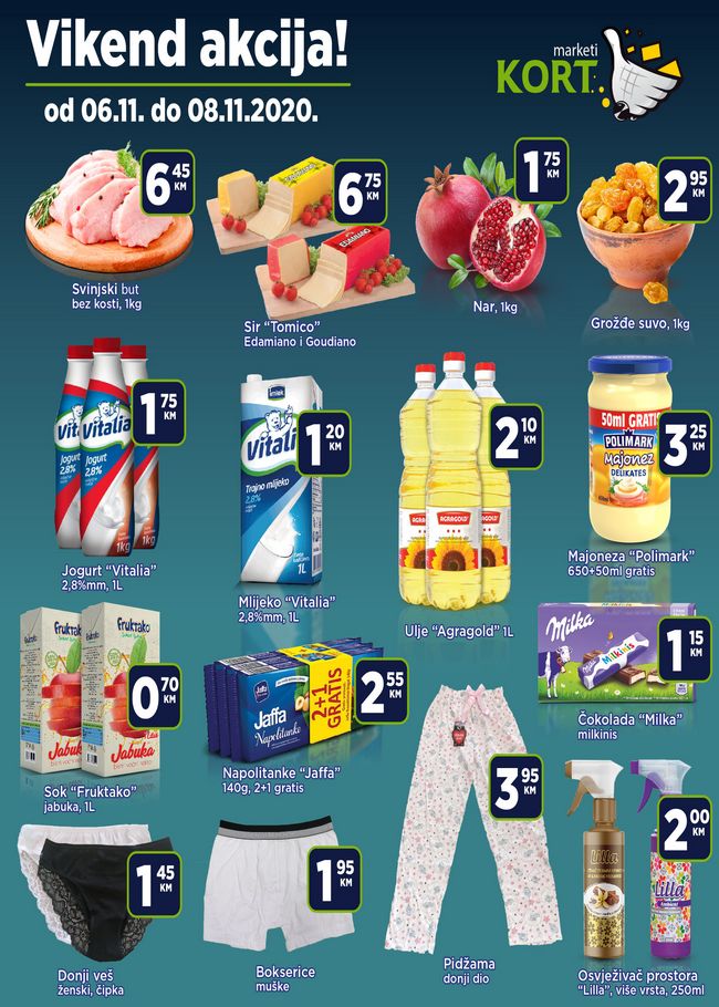 Kort marketi: Vikend akcija od 06. do 08.11.2020.