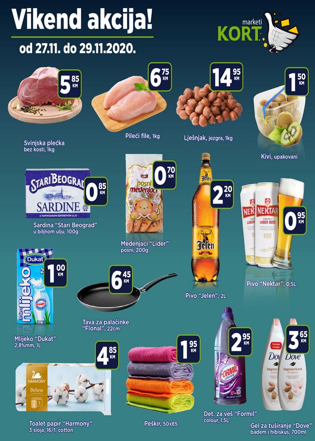 Kort marketi: Vikend akcija od 27. do 29.11.2020.