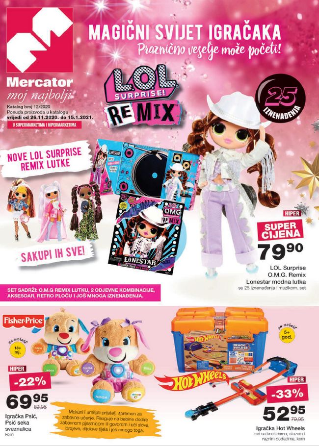 Mercator: Magični svijet igračaka od 26.11.2020. do 15.01.2021. Mercator: Magični svijet igračaka od 26.11.2020. do 15.01.2021.