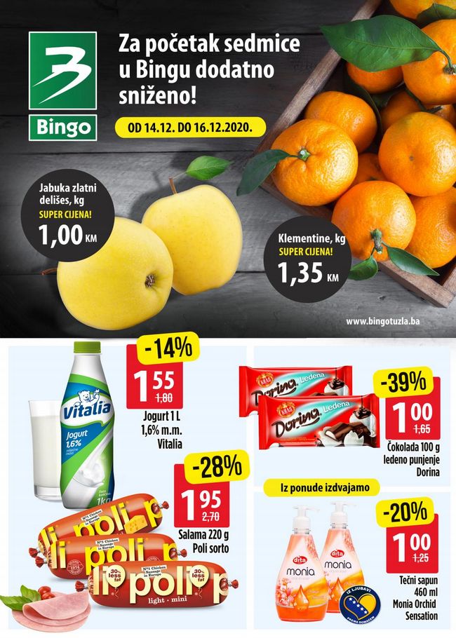Bingo: Akcija za početak sedmice od 14. do 16.12.2020.