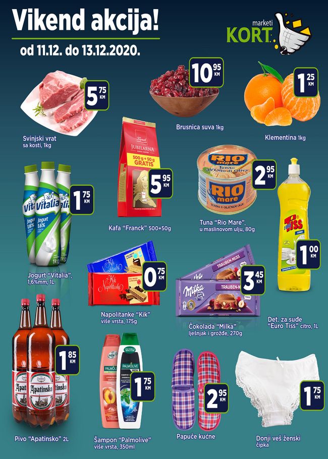 Kort marketi: Vikend akcija od 11. do 13.12.2020.
