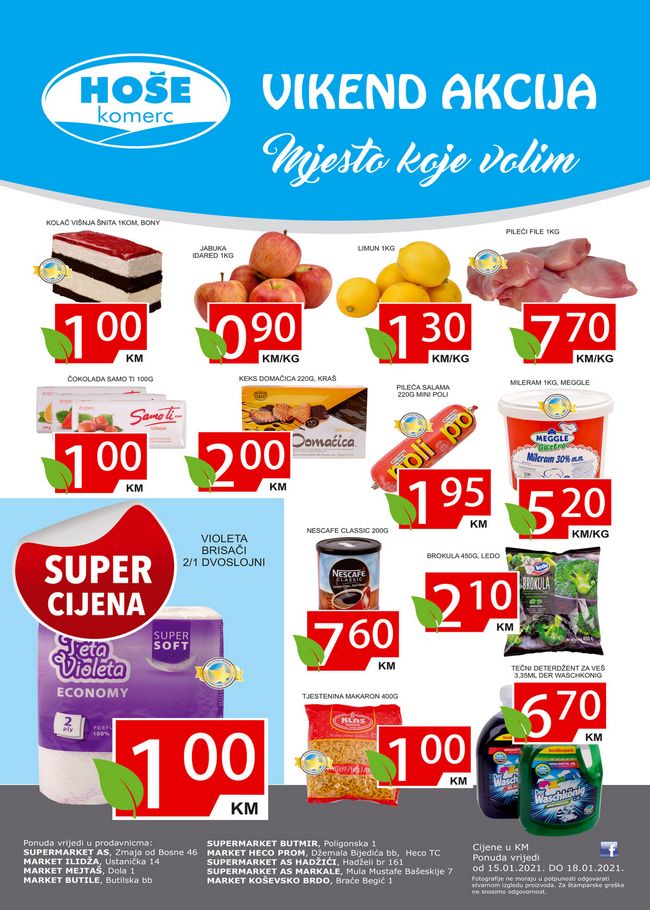 Hoše komerc: Vikend akcija od 15. do 18.01.2021.