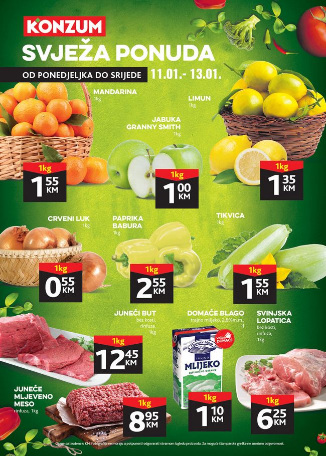 Konzum: Svježa ponuda od 11. do 13.01.2021.