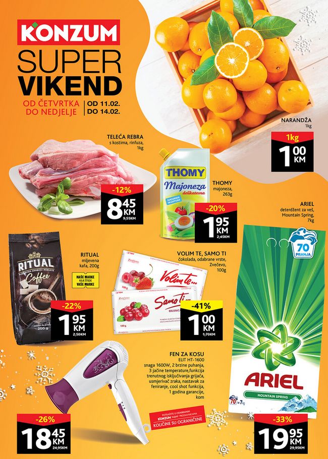 Konzum: Vikend akcija od 11. do 14.02.2021.