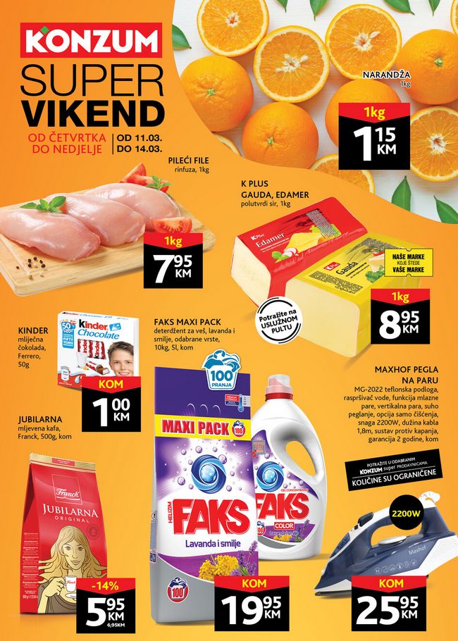 Konzum: Vikend akcija od 11. do 14.03.2021.