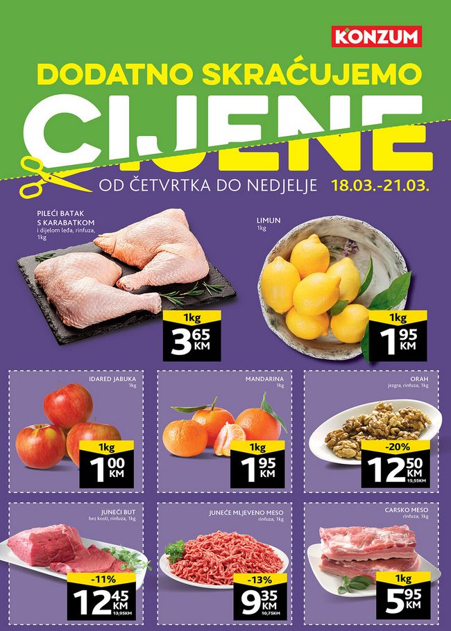 Konzum: Vikend akcija od 18. do 21.03.2021.