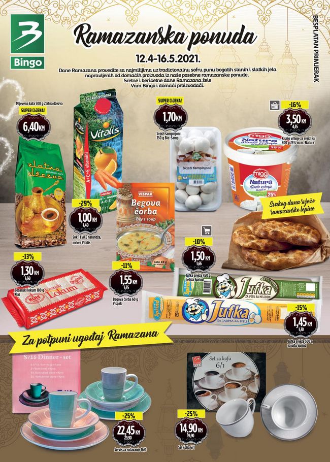 Bingo: Ramazanska ponuda od 12.04. do 16.05.2021.