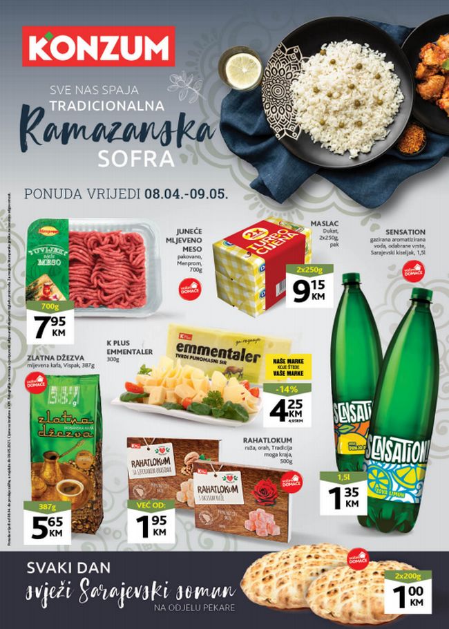 Konzum: Sve nas spaja tradicionalna Ramazanska sofra od 08.04. do 09.05.2021.