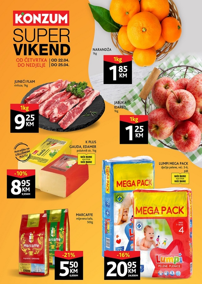 Konzum: Vikend akcija od 22. do 25.04.2021.