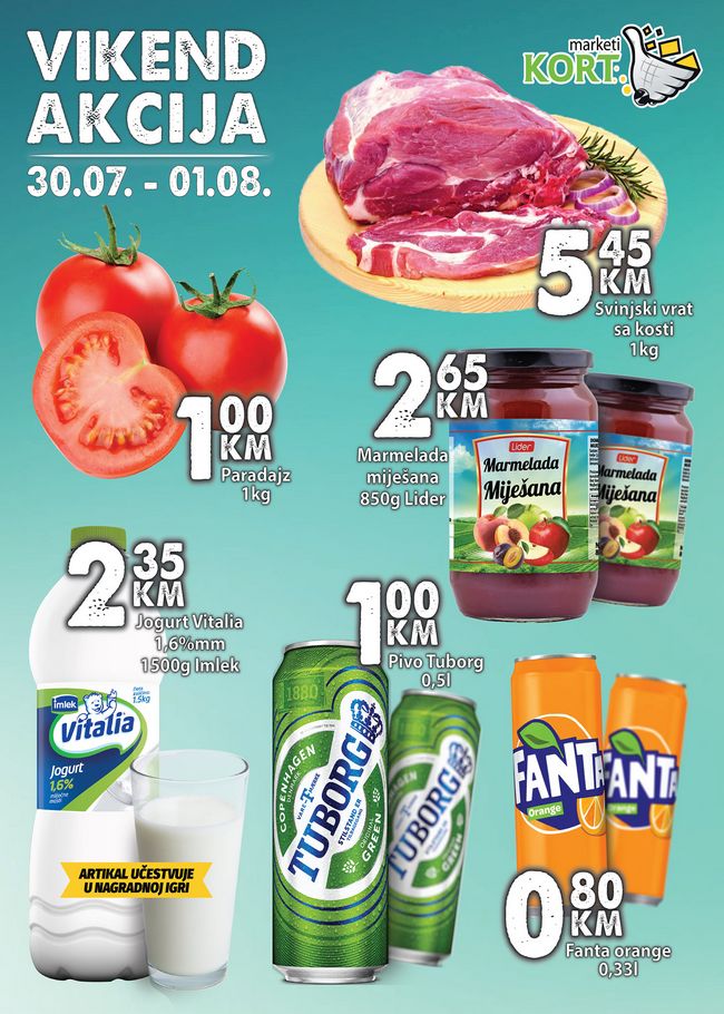 Kort marketi: Vikend akcija od 30.07. do 01.08.2021.