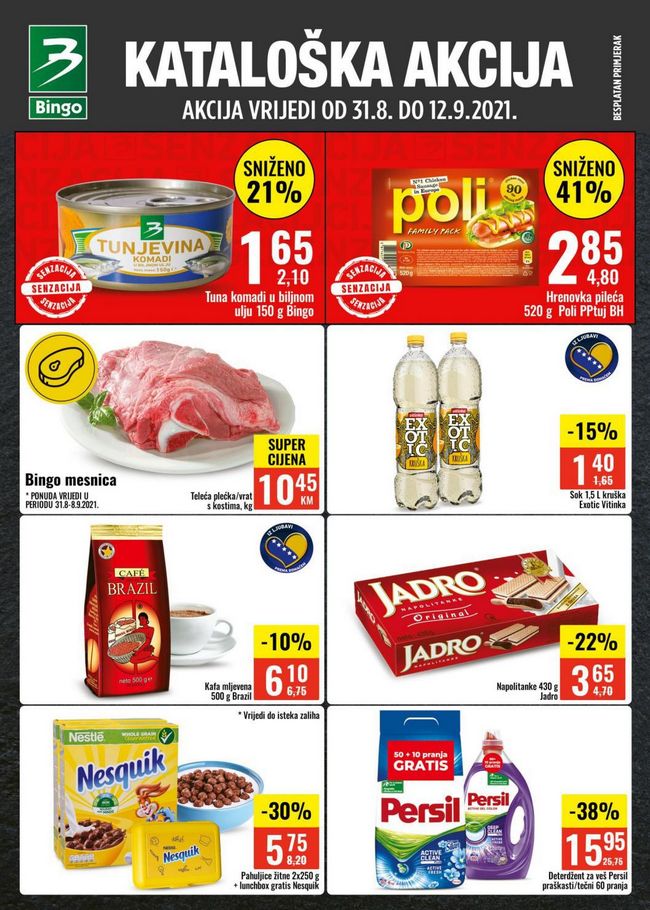 Bingo: Akcijski katalog za FBiH od 30.08. do 12.09.2021.