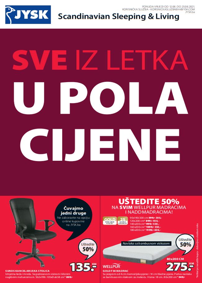 Jysk: Akcijski katalog od 12. do 25.08.2021.