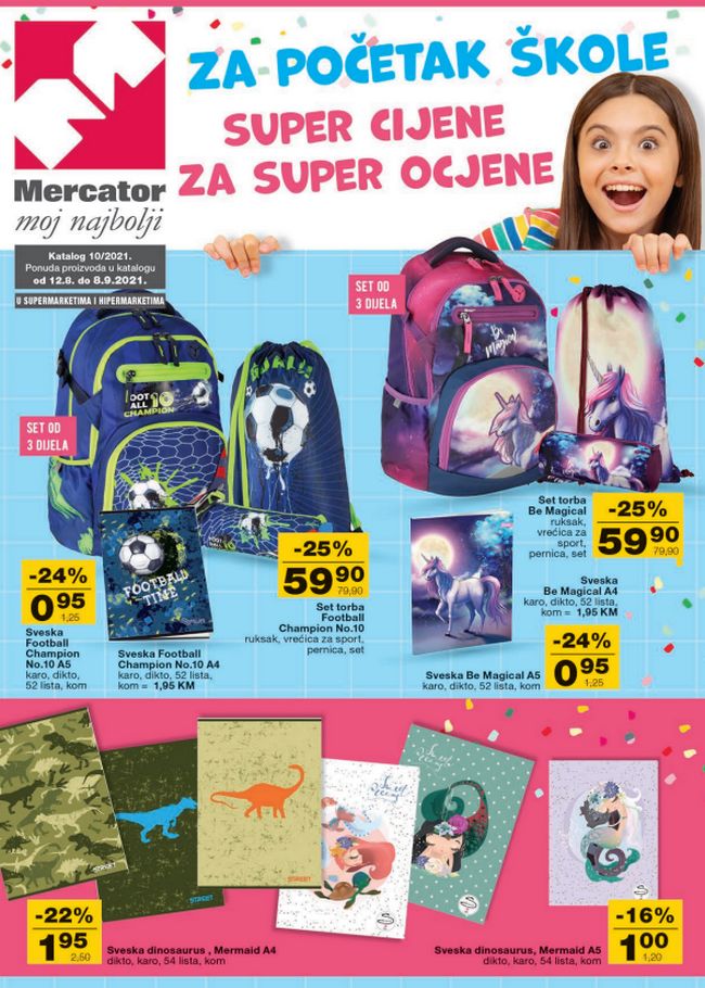 Mercator: Katalog za početak škole od 12.08. do 08.09.2021.