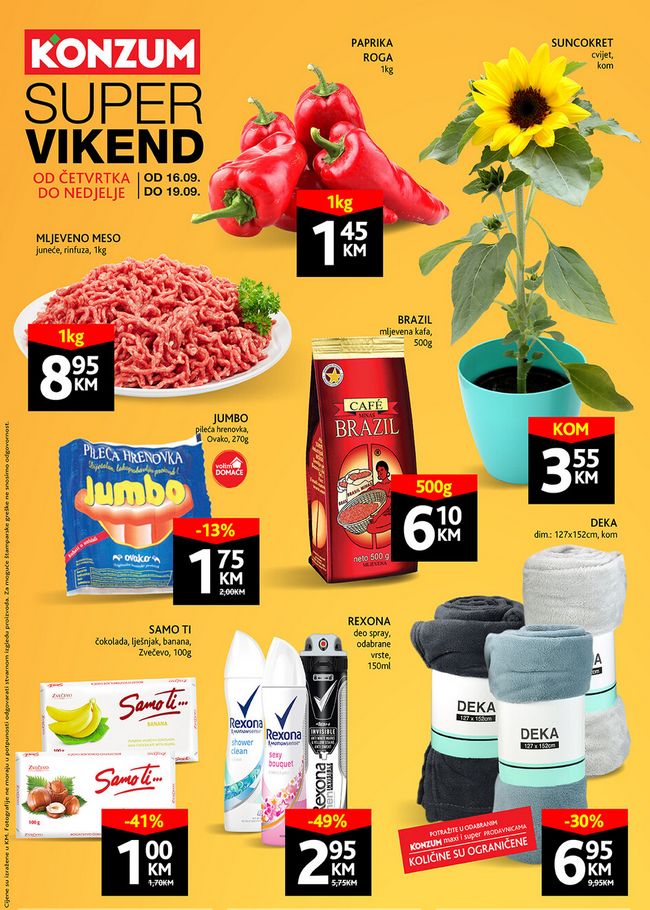Konzum: Vikend akcija od 16. do 19.09.2021.