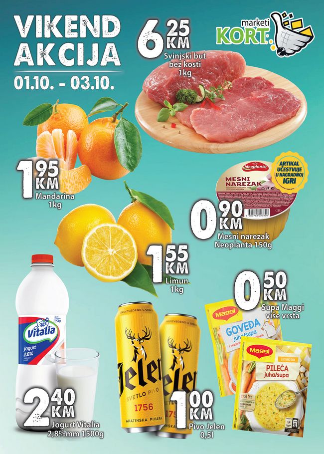 Kort marketi: Vikend akcija od 01. do 03.10.2021.