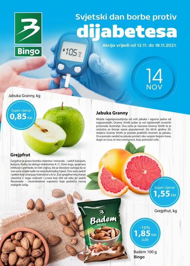 Bingo: Svjetski dan borbe protiv dijabetesa od 12. do 18.11.2021.