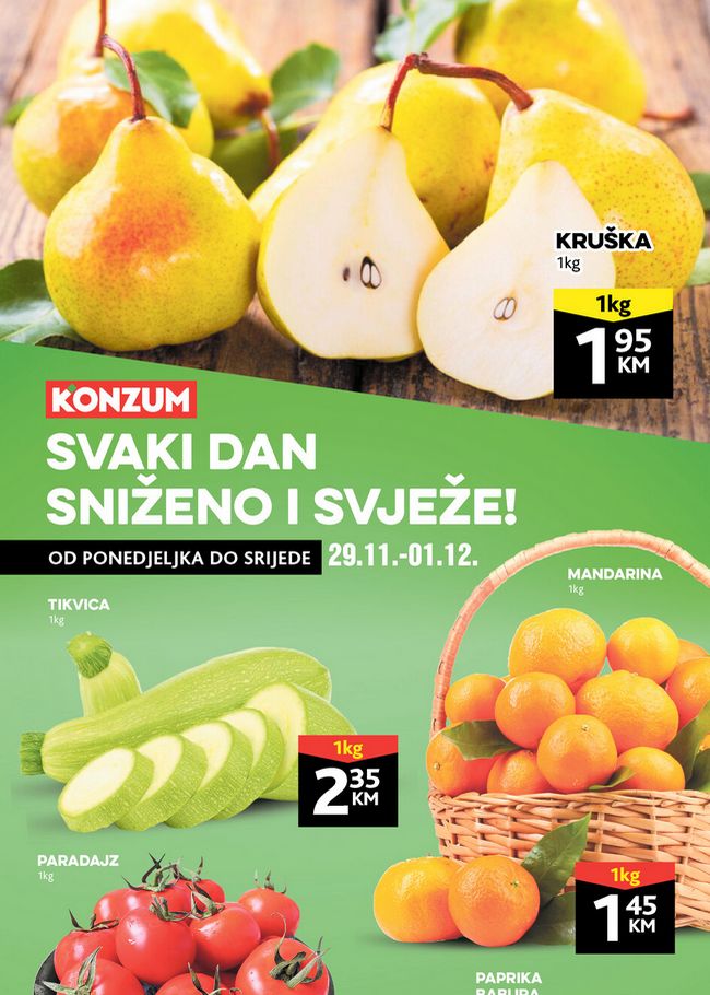 Konzum: Svježa ponuda od 29.11. do 01.12.2021.