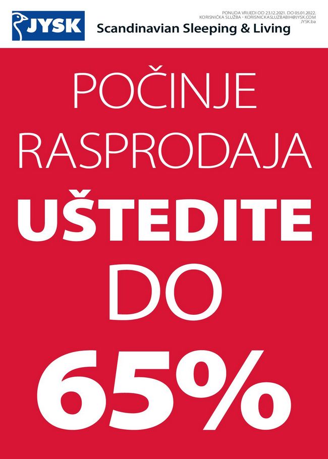 Jysk: Akcijski katalog od 23.12.2021. do 05.01.2022.