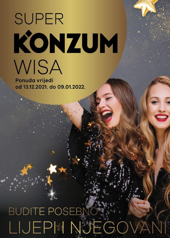 Konzum Lijepi i njegovani za praznike! 15.12. - 09.01.2022.-naslovna Konzum: Super Konzum Wisa katalog od 13.12.2021. do 09.01.2022.