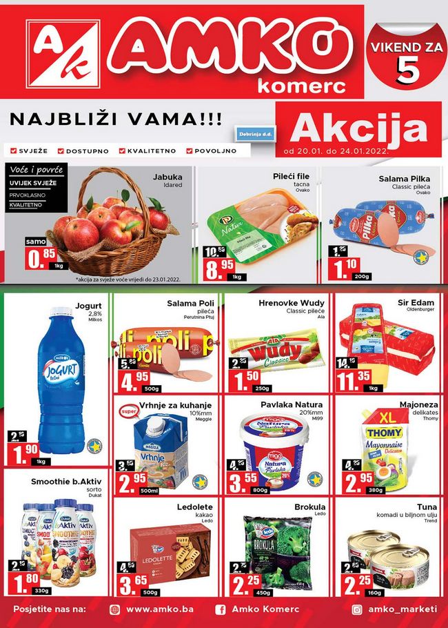 Amko komerc: Vikend akcija od 20. do 24.01.2022.