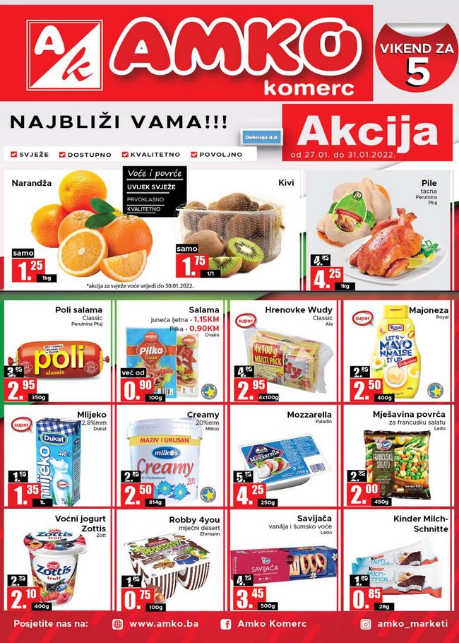 Amko Vikend akcija od 27. do 30.01.2022 naslovna Amko komerc: Vikend akcija od 27. do 30.01.2022.