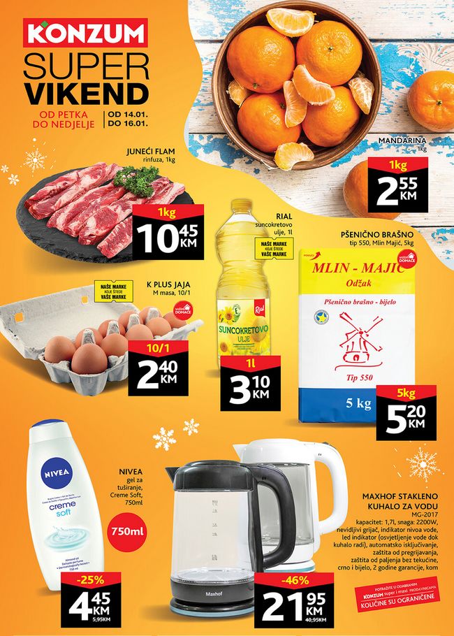 Konzum: Vikend akcija 14. do 16.01.2022.