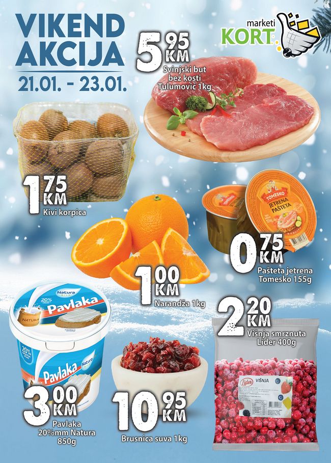 Kort marketi: Vikend akcija od 21. do 23.01.2022.