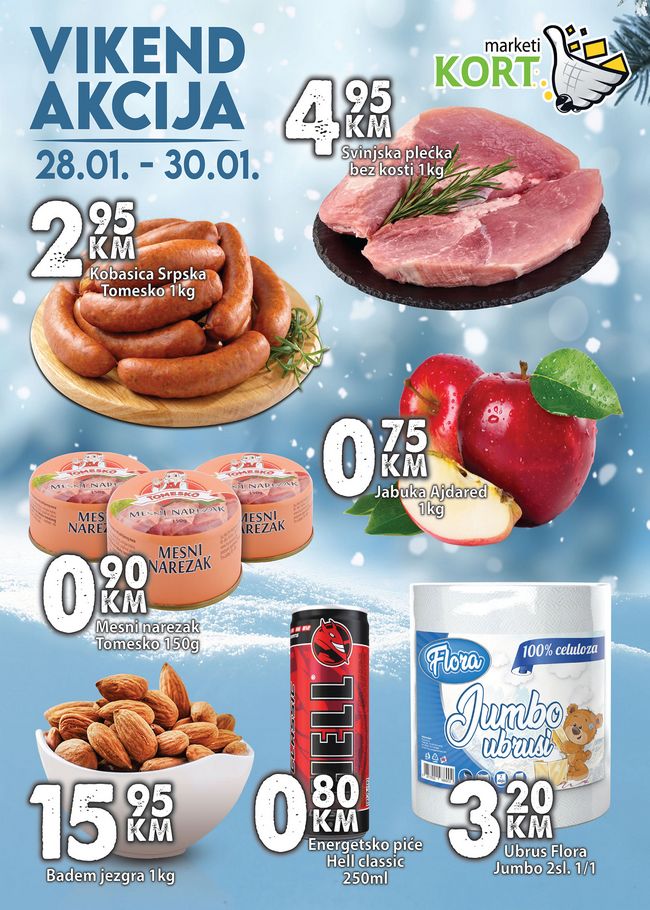 Kort marketi: Vikend akcija od 28. do 30.01.2022.