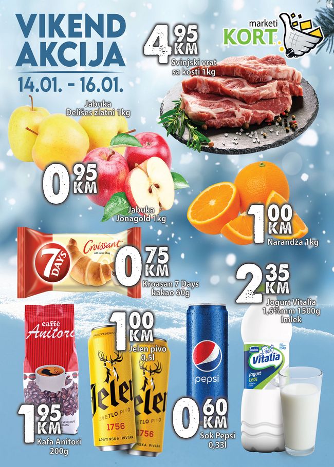 Kort marketi: Vikend akcija od 14. do 16.01.2022.