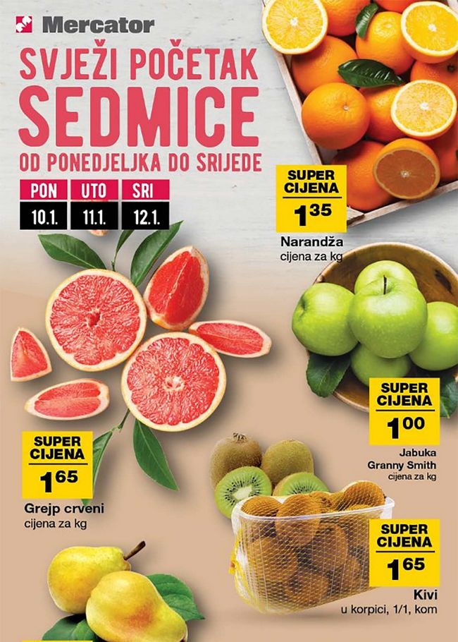 Mercator: Svježi početak sedmice od 10. do 12.01.2022.