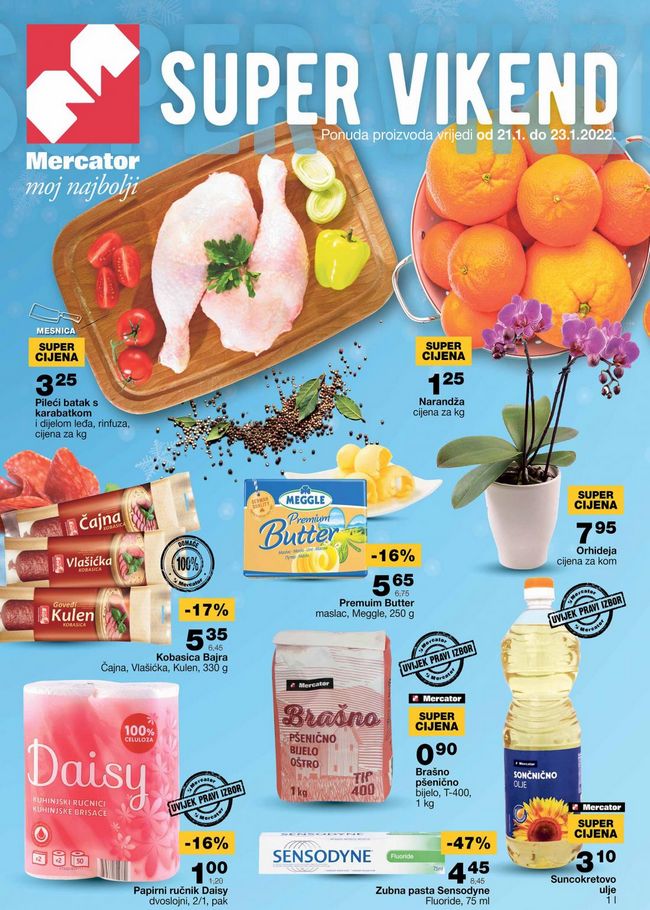 Mercator Vikend akcija za FBiH od 21 do 23.01.2022.-naslovna Mercator: Super vikend akcija od 21. do 23.01.2022.